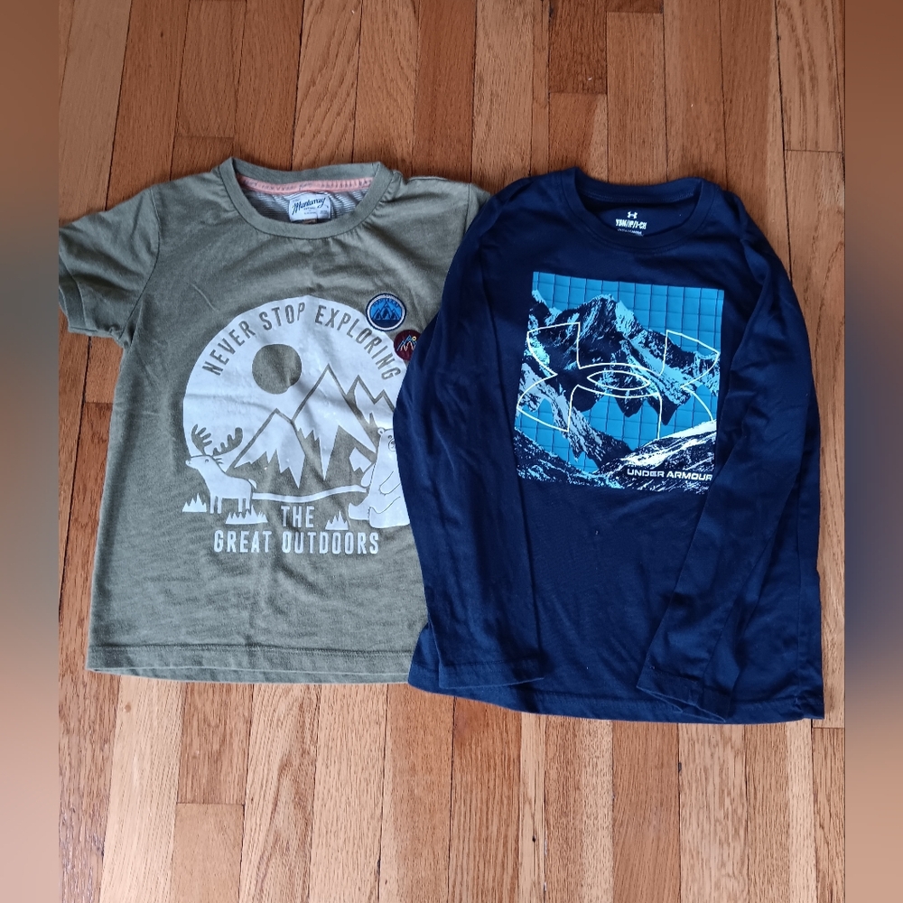 Green Kids Adventure T-Shirt And Blue Long Sleeve Adventure T-Shirt